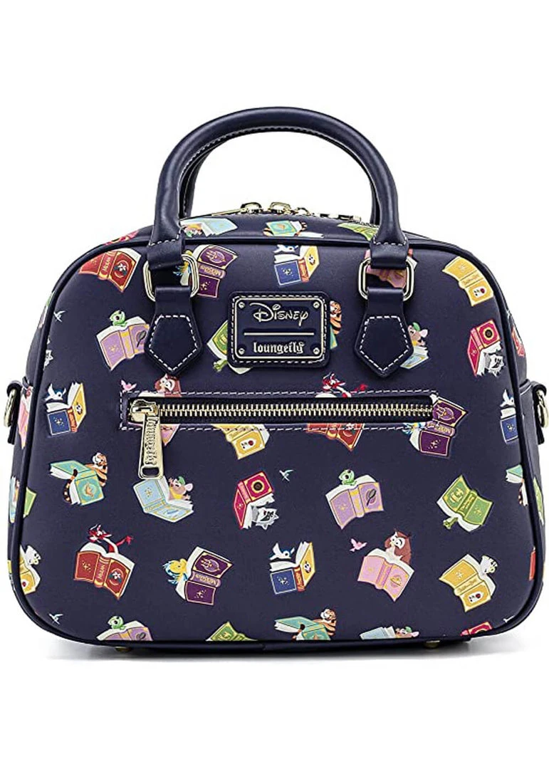 Loungefly Disney Princess Books AOP Crossbody Bag Navy New In