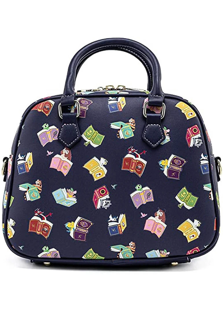 Loungefly Disney Princess Books AOP Crossbody Bag Navy New In