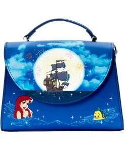 New In Loungefly Disney Little Mermaid Ariel Glow Fireworks Crossbody Bag Blue