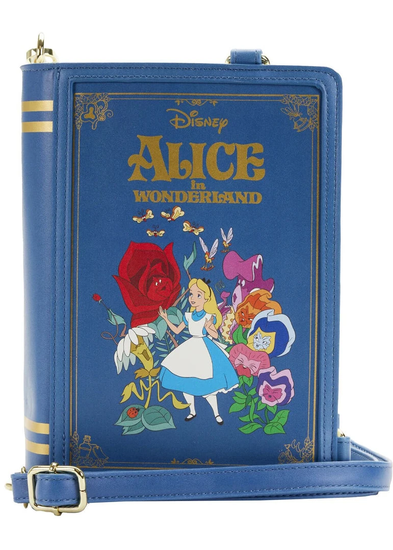 New In Loungefly Disney Alice In Wonderland Classic Book Crossbody Bag Backpack Blue