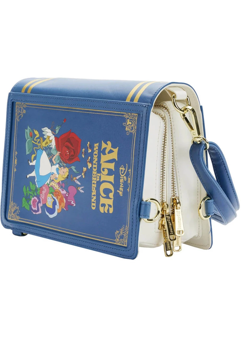 New In Loungefly Disney Alice In Wonderland Classic Book Crossbody Bag Backpack Blue