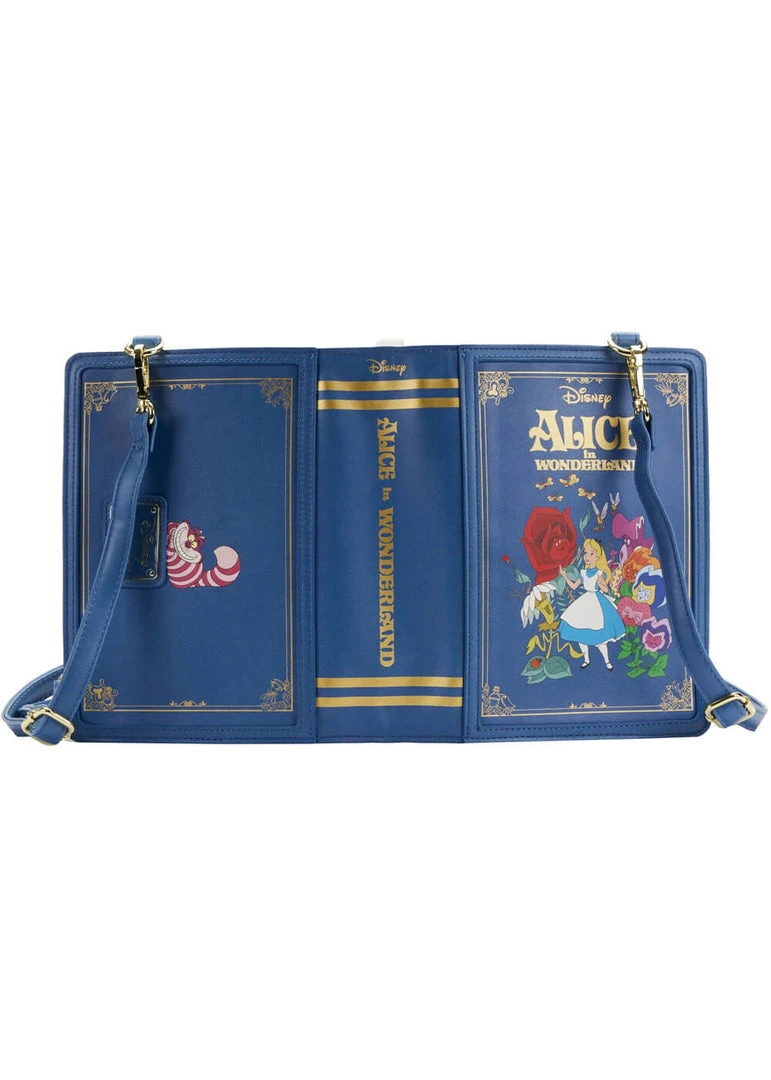 New In Loungefly Disney Alice In Wonderland Classic Book Crossbody Bag Backpack Blue