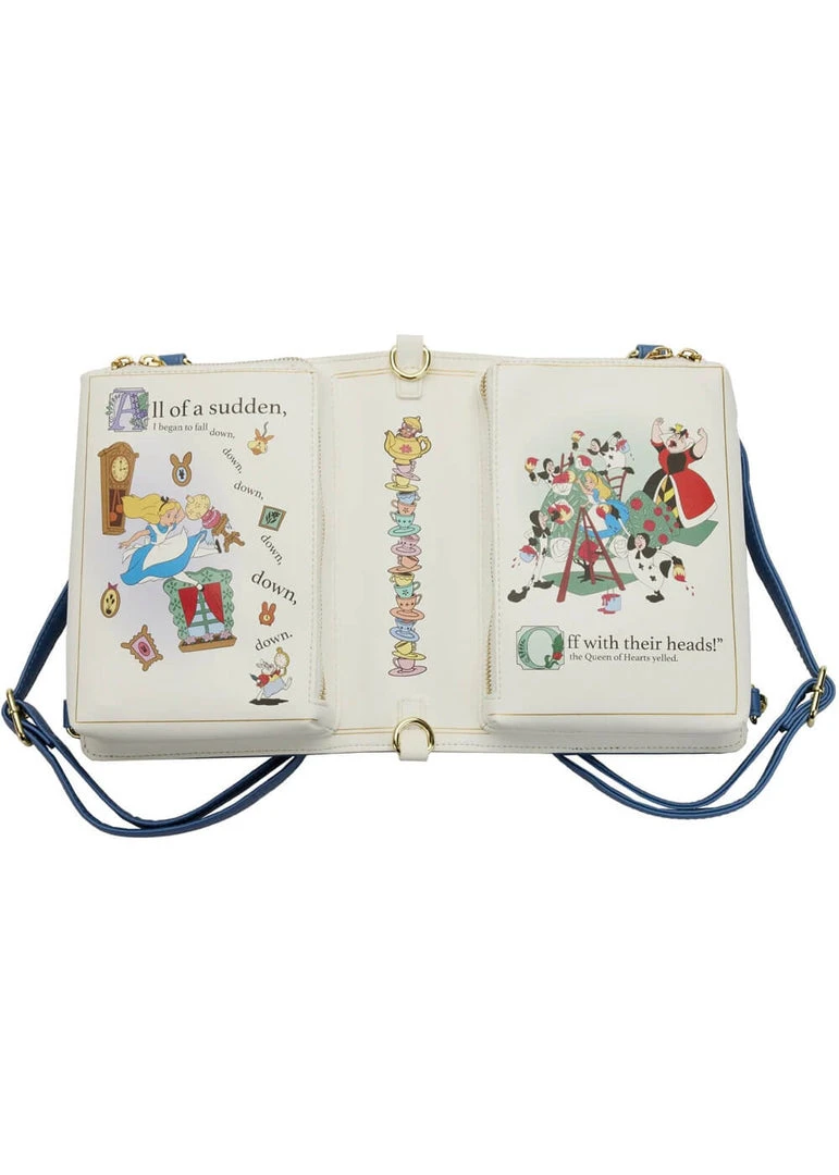 New In Loungefly Disney Alice In Wonderland Classic Book Crossbody Bag Backpack Blue