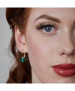 Love Vintage Crystal Cushion Cut 50's Earrings Green