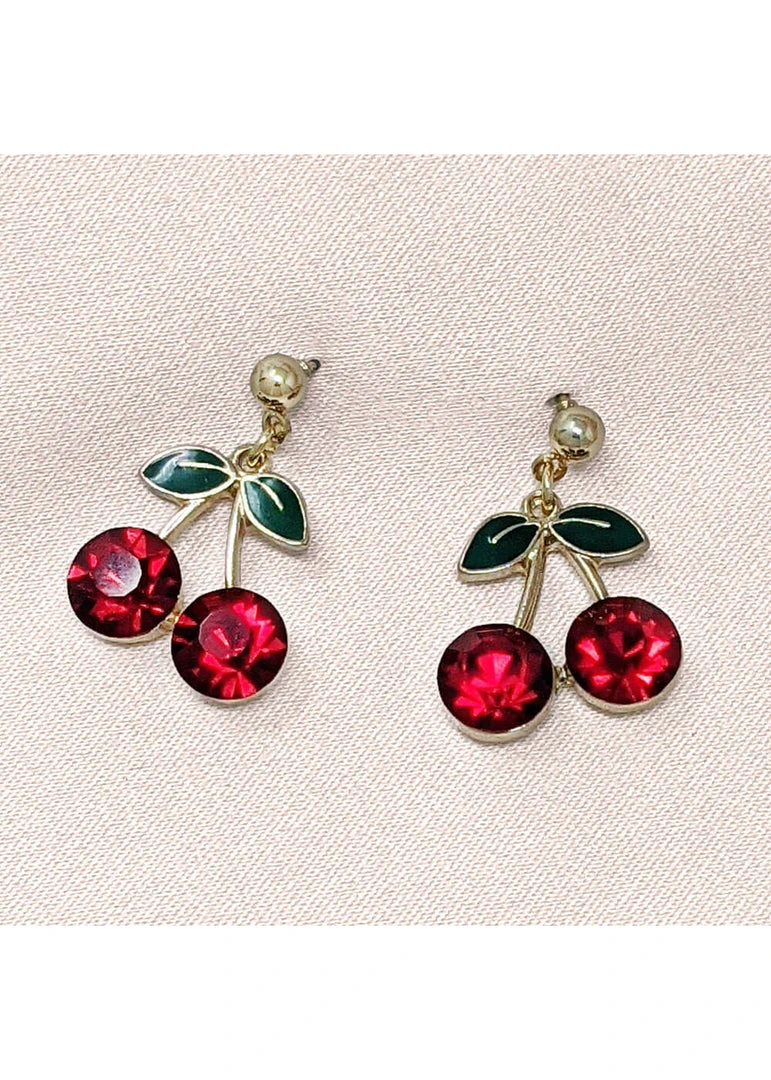 New In Love Vintage Cherry 50's Earrings Red