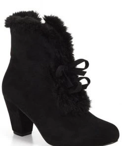Lulu Hun Tatiana Faux-Fur 40's Booties Black New In