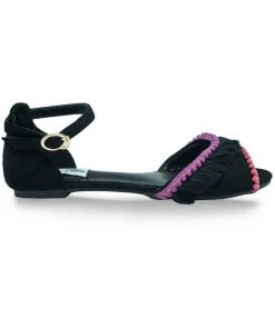 New In Lulu Hun Moria Pom Pom Sandals Black