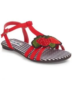 New In Lulu Hun Lottie Strawberry 50's Sandals Red