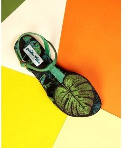 Lulu Hun Lottie Leaf 50's Sandals Green