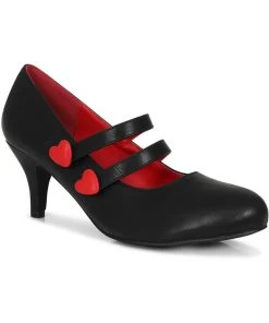 Lulu Hun Berenice Heart 50's Pumps Black Red New In