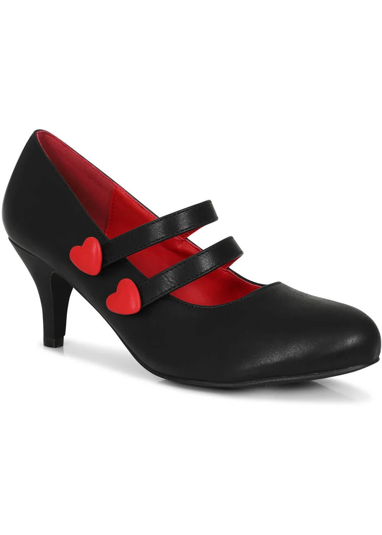 Lulu Hun Berenice Heart 50's Pumps Black Red New In