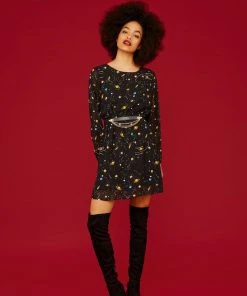 Minueto Tami Galaxi 60's Dress Black New In