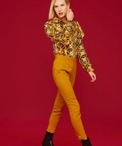 Minueto Greta Geo 60's Blouse Mustard