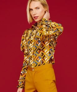 Minueto Greta Geo 60's Blouse Mustard
