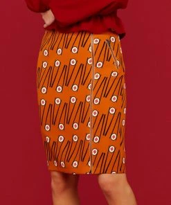 Minueto Chopsticks Sushi 60's Pencil Skirt Brown