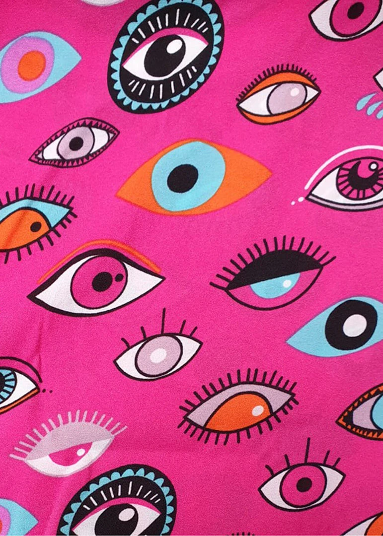 New In Minueto Eyes 70's Midi Dress Pink