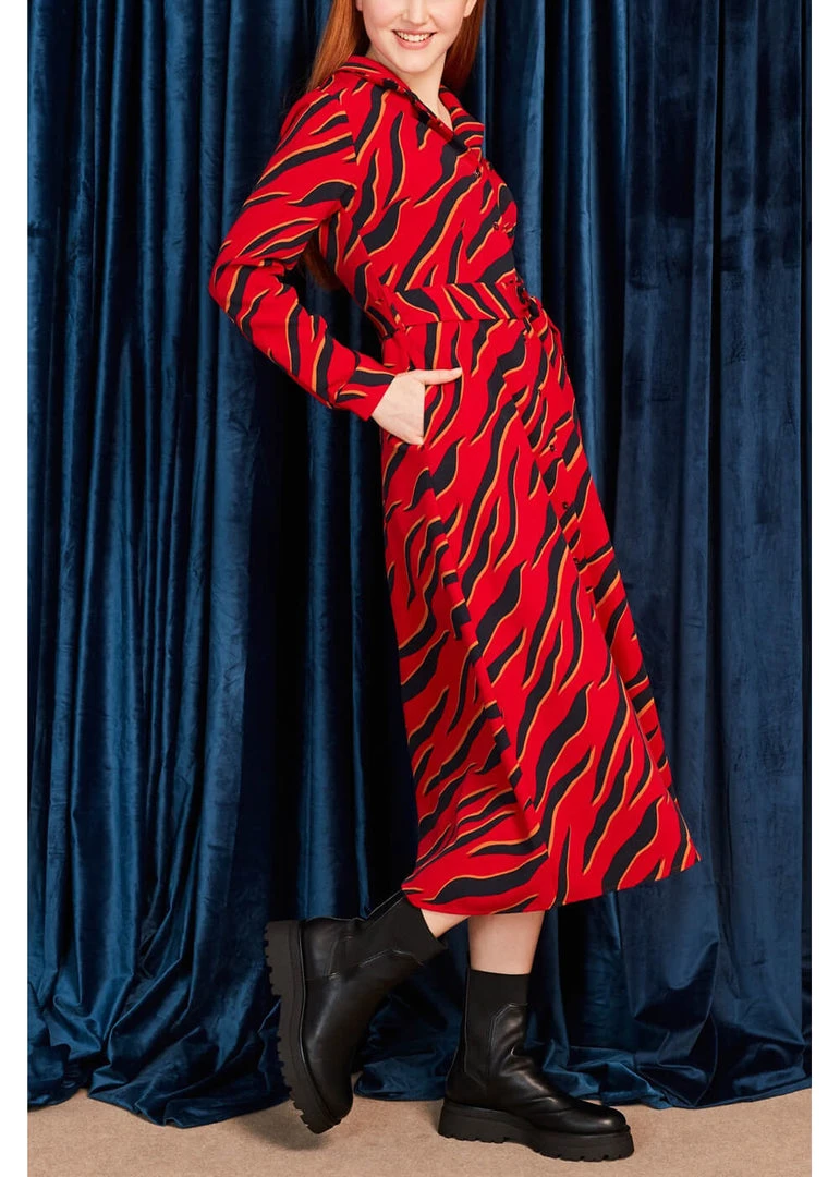 Minueto Penny 70's Midi Dress Red New In