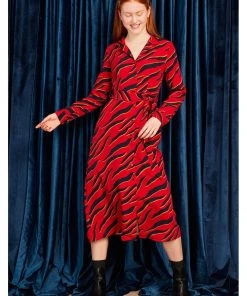Minueto Penny 70's Midi Dress Red New In