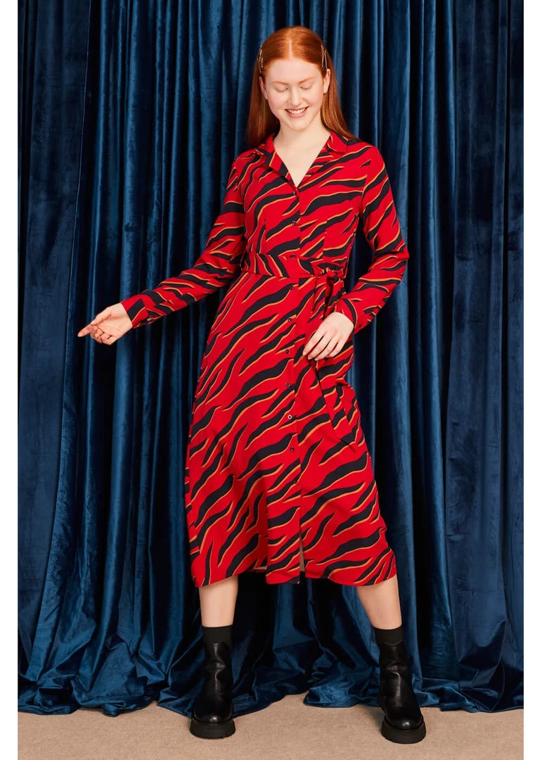 Minueto Penny 70's Midi Dress Red New In