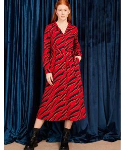 Minueto Penny 70's Midi Dress Red New In