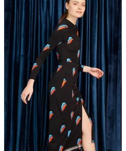 Minueto Ellen Thunderbolt 70's Midi Skirt Black New In