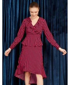 Minueto Bridget Stripe 70's Dress Pink