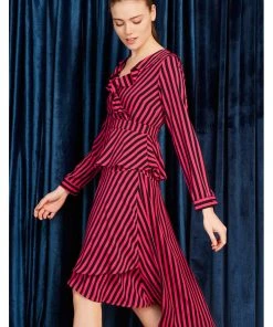 Minueto Bridget Stripe 70's Dress Pink