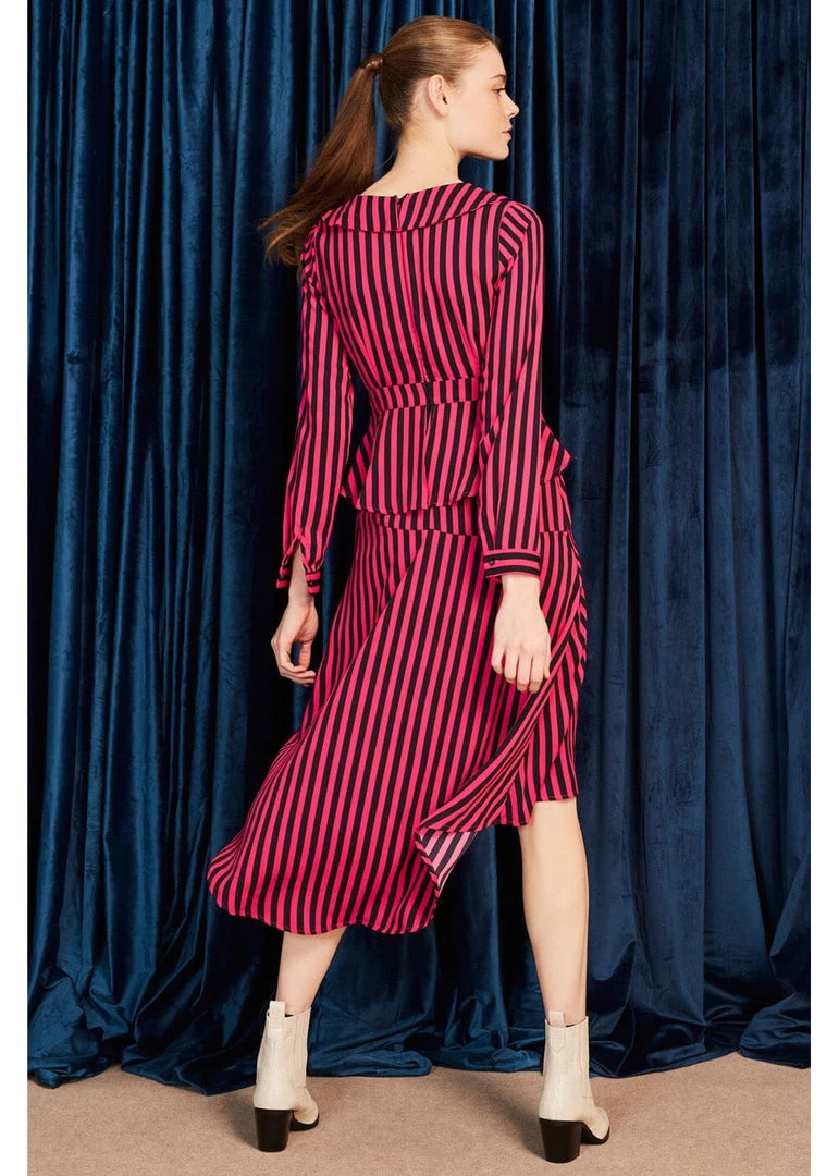 Minueto Bridget Stripe 70's Dress Pink