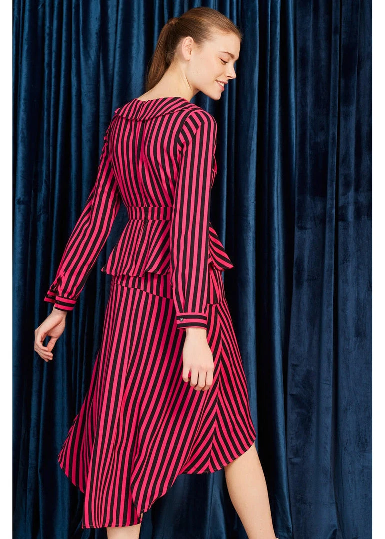 Minueto Bridget Stripe 70's Dress Pink