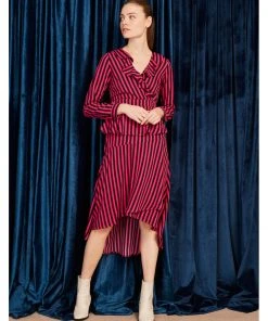 Minueto Bridget Stripe 70's Dress Pink