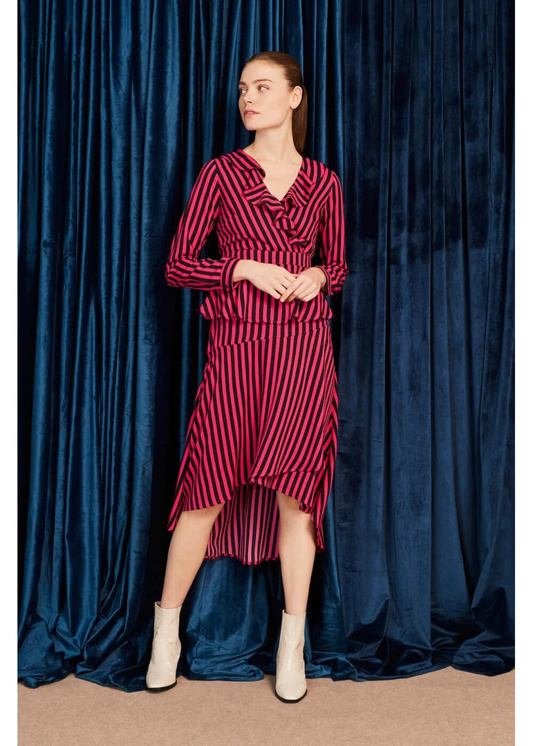 Minueto Bridget Stripe 70's Dress Pink