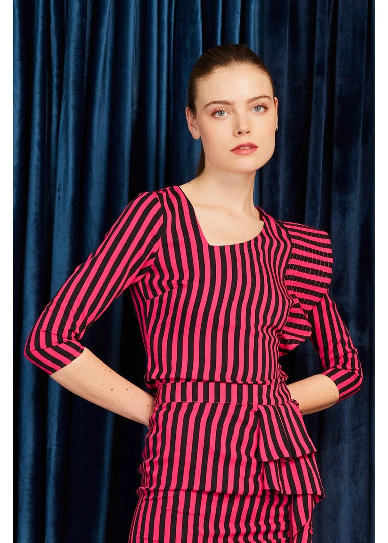 New In Minueto Bridget Stripe 70's Top Pink