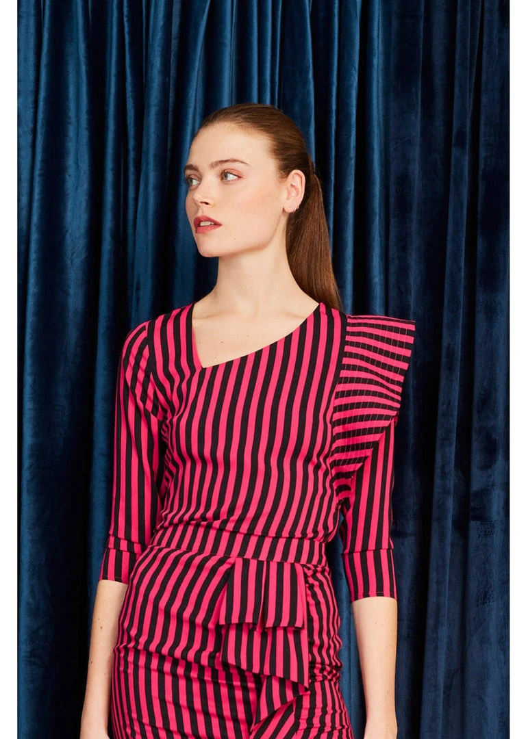 New In Minueto Bridget Stripe 70's Top Pink