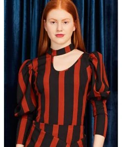 New In Minueto Finley Stripe 70's Top Brown