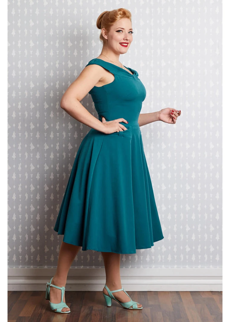 Miss Candyfloss Ida Kat 50's Swing Dress Teal