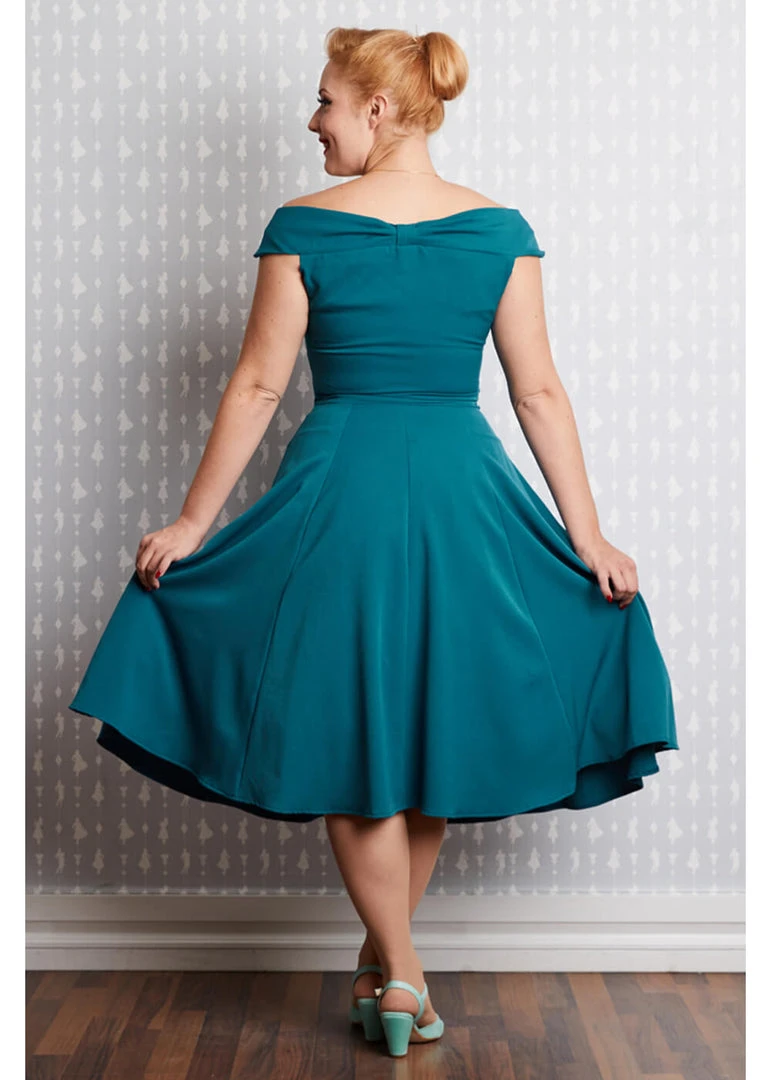 Miss Candyfloss Ida Kat 50's Swing Dress Teal