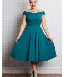 Miss Candyfloss Ida Kat 50's Swing Dress Teal