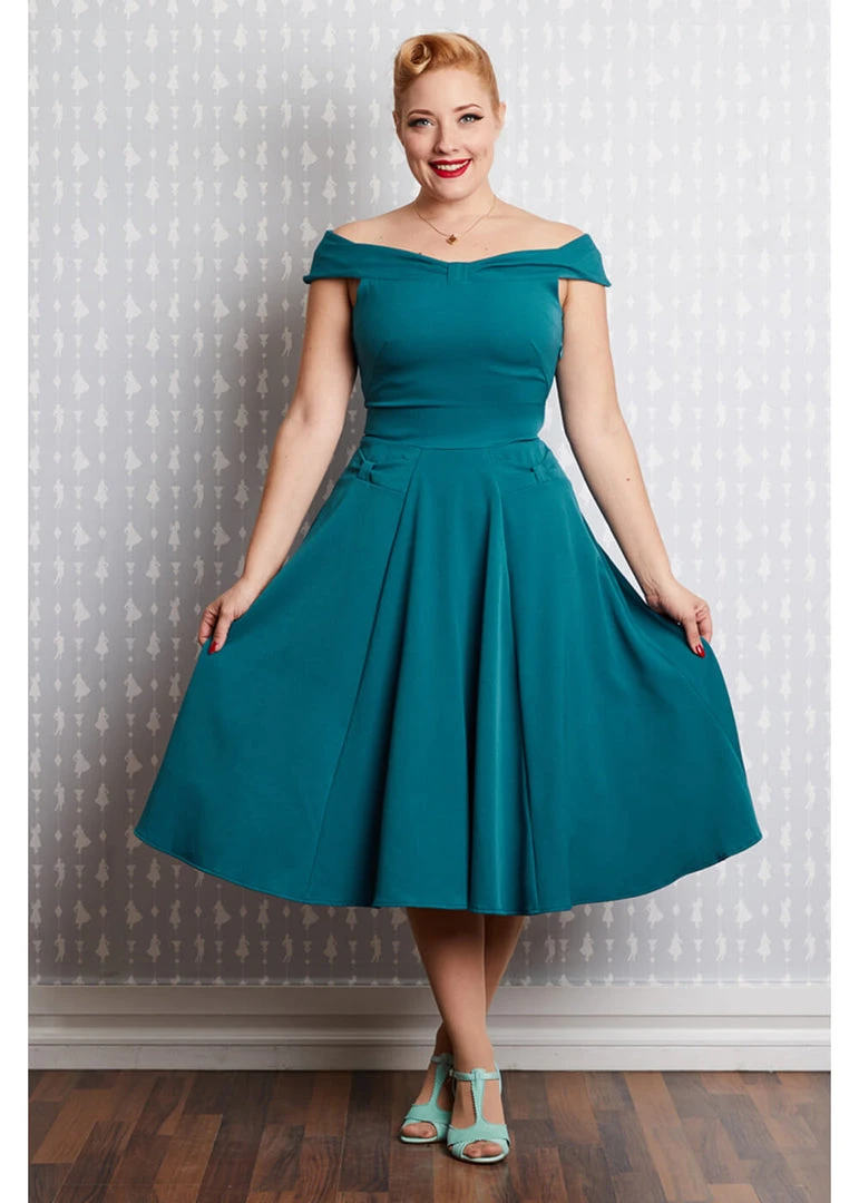 Miss Candyfloss Ida Kat 50's Swing Dress Teal