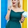 Miss Candyfloss Ida Kat 50's Swing Dress Teal