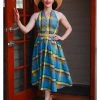 New In Miss Candyfloss Basillia Sun Tartan 50's Swing Dress Yellow