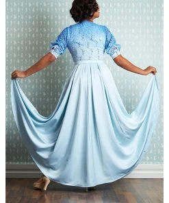 New In Miss Candyfloss Sacnite Lee 40's Maxi Dress Sapphire