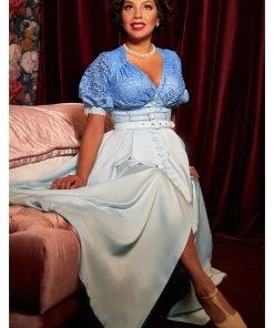 New In Miss Candyfloss Sacnite Lee 40's Maxi Dress Sapphire