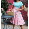 Miss Candyfloss Fleur Floral 50's Swing Skirt Pink