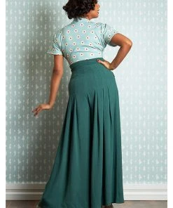Miss Candyfloss Harper Gia 40's Palazzo Trousers Emerald Green