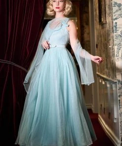 New In Miss Candyfloss Danjela Lee 50's Gown Maxi Dress Celestine Blue