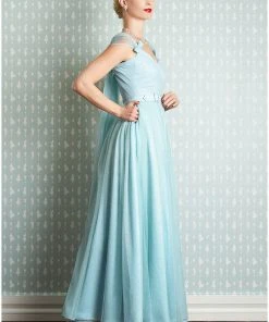 New In Miss Candyfloss Danjela Lee 50's Gown Maxi Dress Celestine Blue