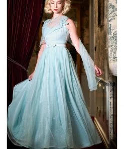 New In Miss Candyfloss Danjela Lee 50's Gown Maxi Dress Celestine Blue