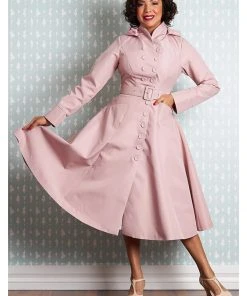 Miss Candyfloss Luelle Helio Water Resistant 50's Trenchcoat Old Rose