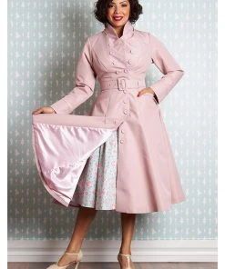 Miss Candyfloss Luelle Helio Water Resistant 50's Trenchcoat Old Rose