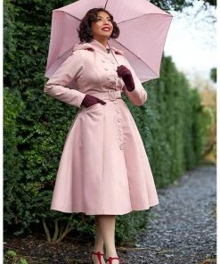 Miss Candyfloss Luelle Helio Water Resistant 50's Trenchcoat Old Rose